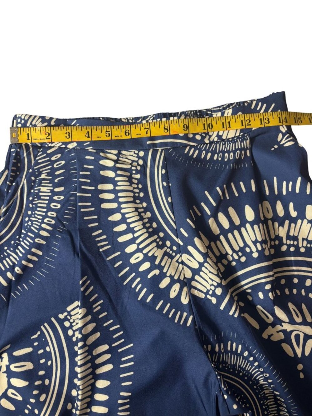 Blue & White Wide-Leg Pants With Boho Print Medium Cupshe 100% Polyester - Picture 6 of 12